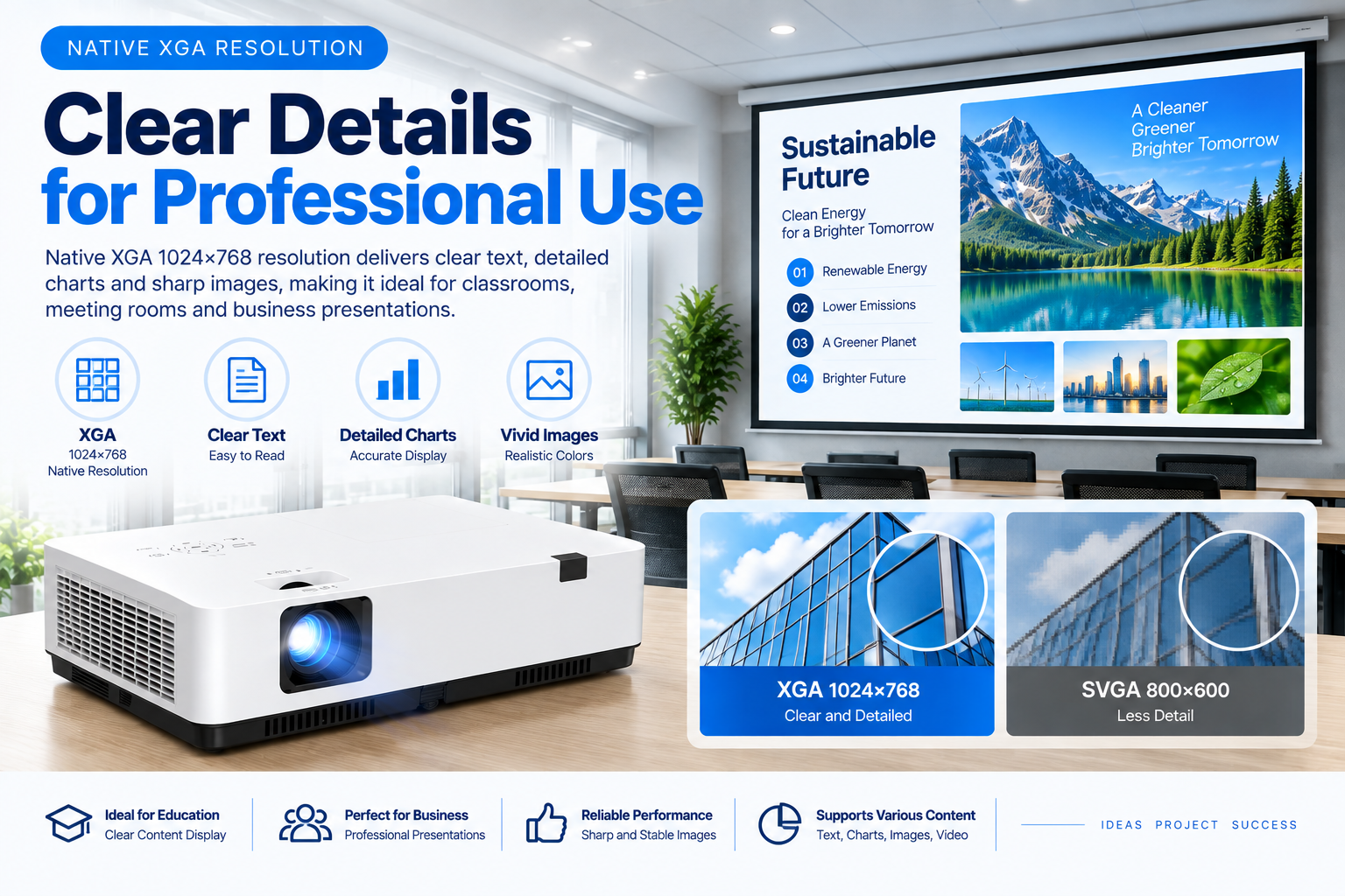 5000 Lumen XGA 3LCD Projector for Business & Education