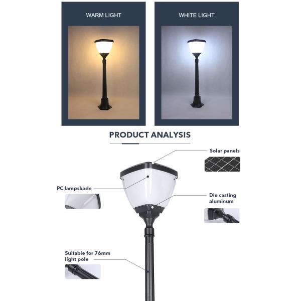 благоустраивать света приведенного в действие поляка 3000K 6500K солнечный на открытом воздухе декоративный с Mono панелями солнечных батарей