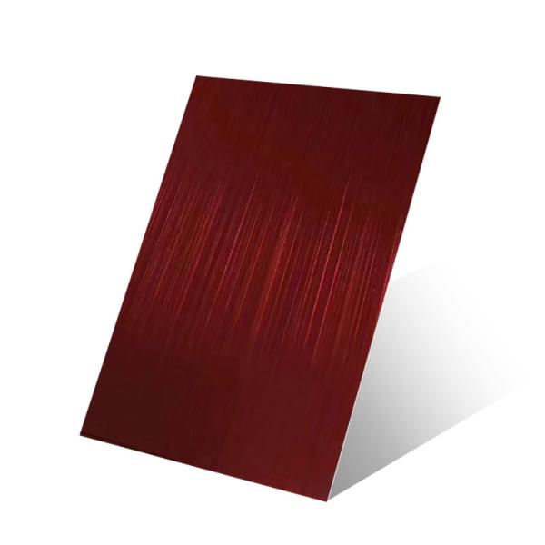 Lámina de acero inoxidable de acabado rojo cepillado a medida 2400 X 1200 resistente a la corrosión