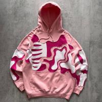 Camisetas personalizadas de esqueleto de crânio Pullover Hoodie 100% de algodão Oversized Boxy Cut Hoodies
