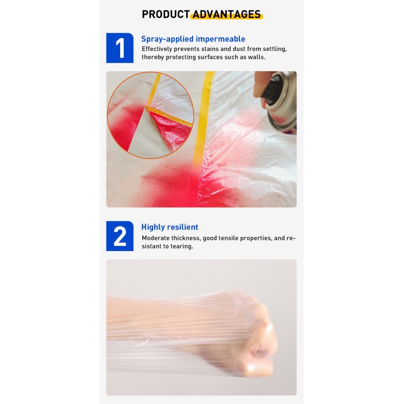 Spray Applied PE Protective Film Impermeable Barrier Tear Resistant Customizable Width
