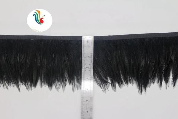 4-6 polegadas de festa Decoração Saddle Hackle Fringe de penas Triming com fita de fita de cetim