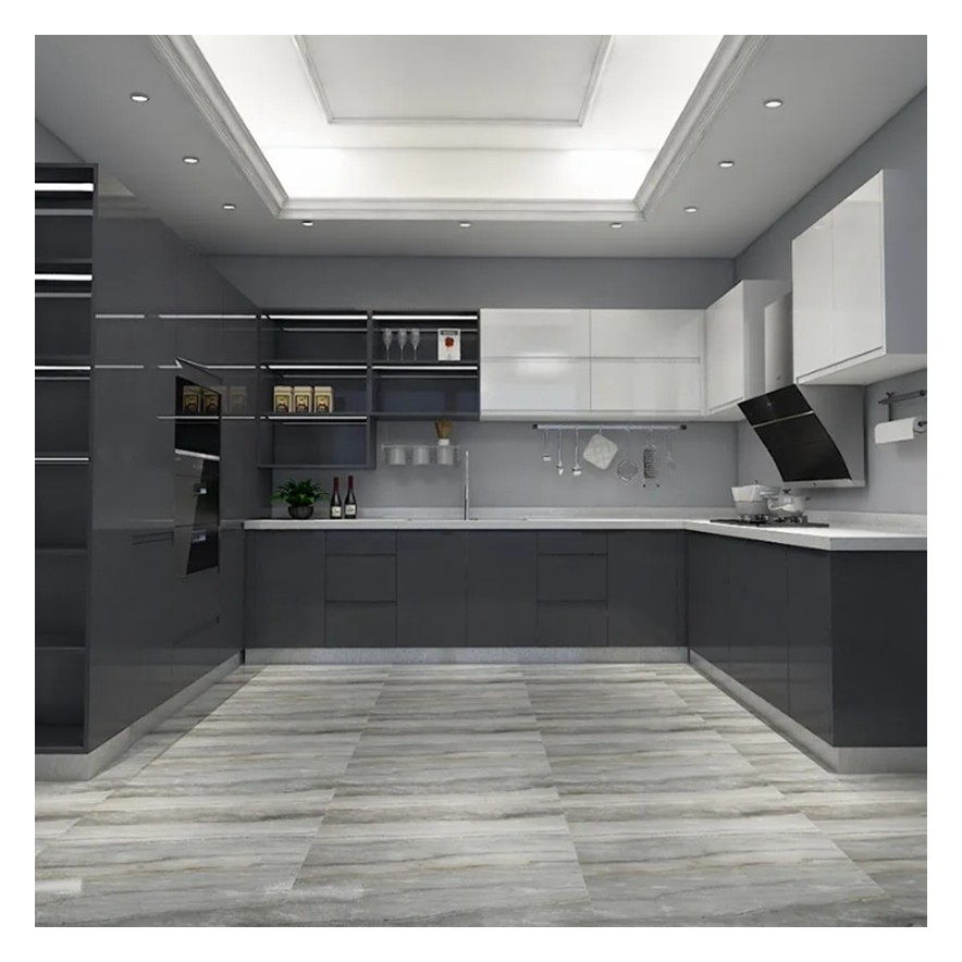 Easy Clean Advantage Customization Glossy Modern Style Kitchen Cabinets for Apartment