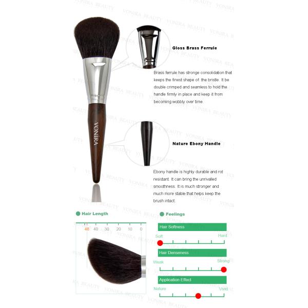 Brosse sculptante faciale de base avec les brosses lisses de luxe de maquillage de cheveux de chèvre de Brown foncé