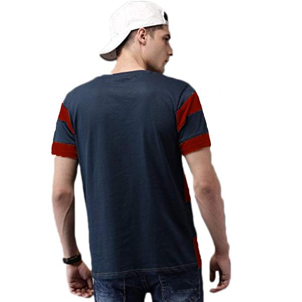 Street Style Striped T Shirt Mens , Red / Blue Color Block Tee Shirts Private Labeling
