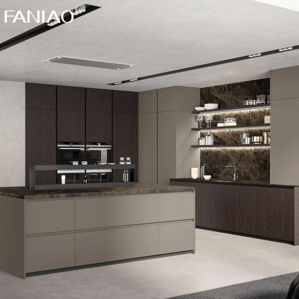 Вилла Меламин Серый Luxury Large Solid Wood современный Кухонный шкаф