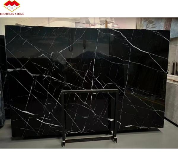 Modern Design Hotel Nero Marquina Big Slab Zimbabwe Black Marble Floors and Stairs