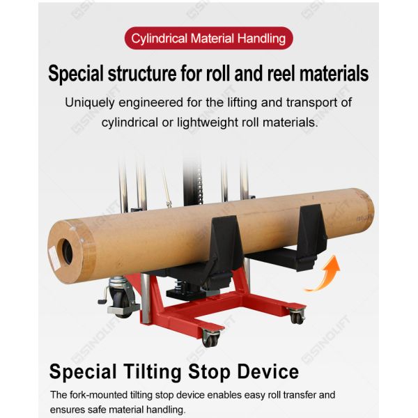 Sinolift EFM roll and reel material stacker - simple manual operation