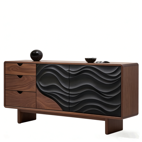Nordic Modern Design Solid Wood TV Cabinet Black Walnut Sideboard & Tea Cabinet Wooden for Home Living Room Furniture