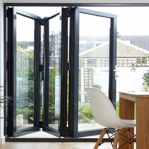 Folding Bifold Commercial Aluminium Doors Tempered Glass Inward / Outward Opening