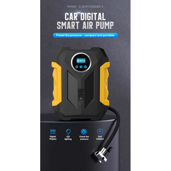 Digital Car Tire Inflator With Preset Pressure LED Light Smart Car Tire Air Pump