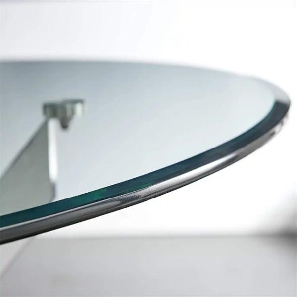 Moderno design de vidro temperado de mesa redonda com vidro laminado