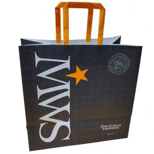 Custom Recyclable Flat Handle Kraft Paper Bags – Eco-Friendly Shopping Bags For