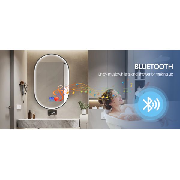 Waterproof Ip44 Arch Bathroom Mirror Custom Size LED Mirror With Black / Gold Frame