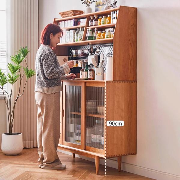 Solid Wood Sideboard, Nordic Style , High Standing Cabinet with Storage Cube Rack for Living Room Kitchen