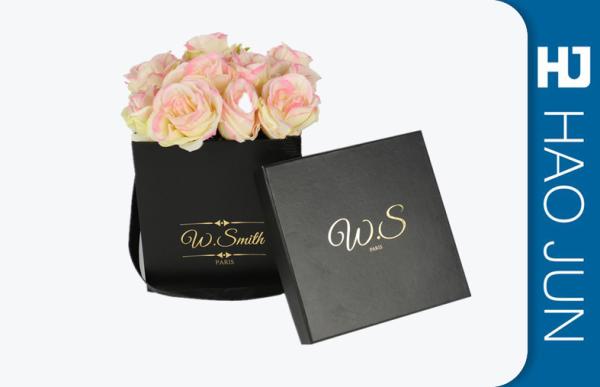 Romantic Beautiful Custom Black Flower Box Varnishing / Glossy Surface