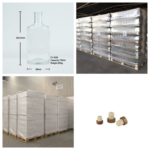 700ml Crystal White Glass Liquor Bottles Cork Top For Whisky 550g CY-839