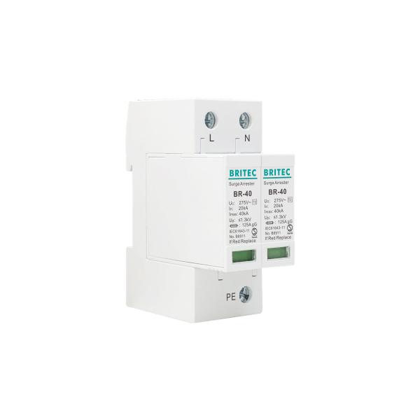 Type 2 Class II Surge Protection Device with 40kA Max Discharge Current and DIN Rail Mounting