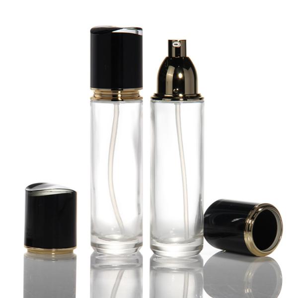 OEM Wholesale Black Empty Cosmetics Glass Face Cream Jar Lotion Pump Bottle Cosmetic Packaging Set