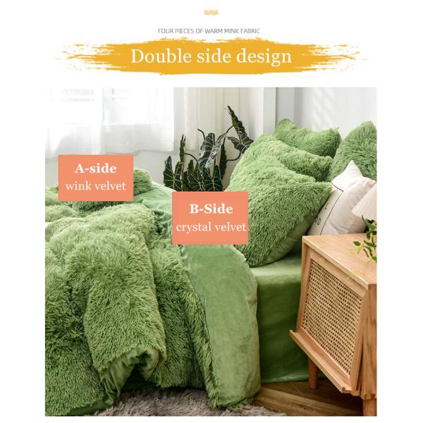Fabric Density 173 * 118 Colored 4-Piece Mink Crystal Milk Rabbit Velvet Bedding Set