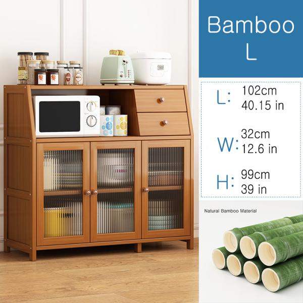 Multifunctional Bamboo Kitchen Cabinet with Storage Y Mail Packing Bamboo Pantry Microwave Cart Drawers and Shelf Bamboo