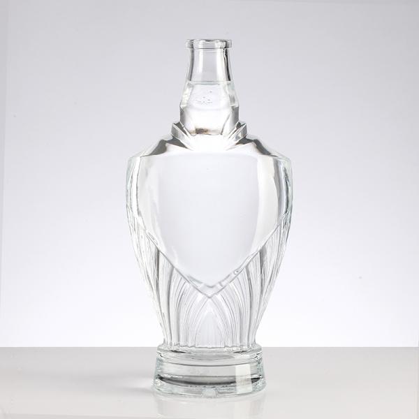 Custom Design Round Shape 750ml Glass Whisky Bottle with Cork and Clear