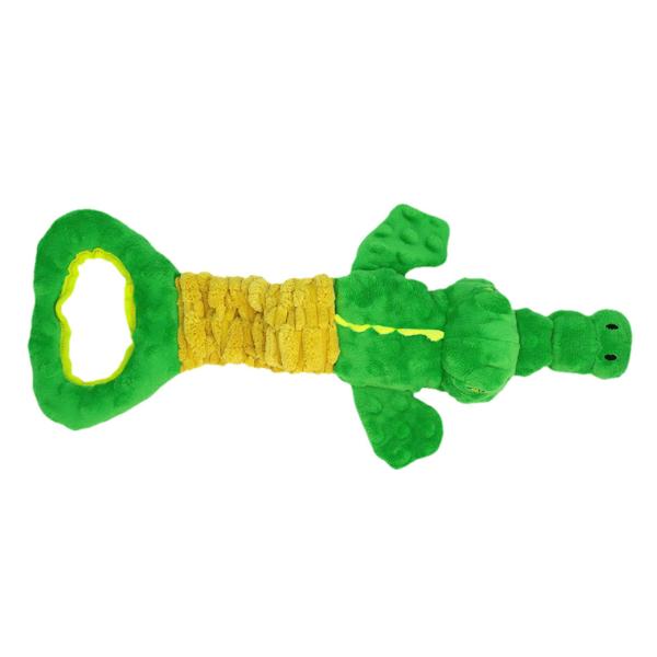 Large Alligator Plush Dog Toy – Squeaky Crinkle Chew Toy With Tug Of War Handle