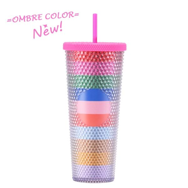 Factory Direct Supply Double-layer Plastic Straw Cup, Large Capacity Creative 710ml Durian Cup, Prickly Cup, Portable Diamond Cup