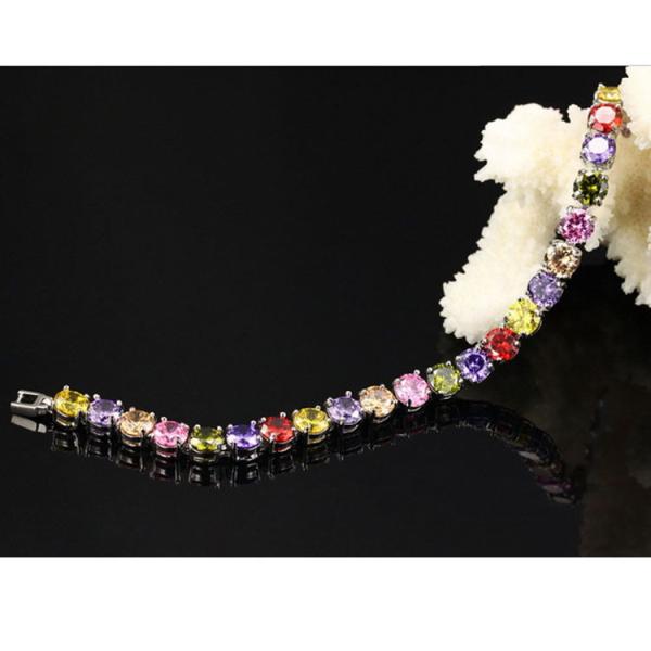 Princess Multicolour Cubic Zironia Tennis Bracelet Charm Women Wedding Jewelry (JKS408MULITI)