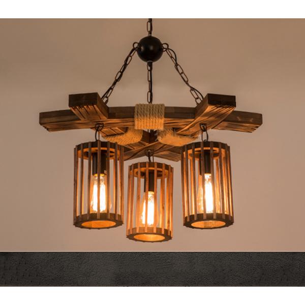 Industrial Wood chandelier Retro Rope Restaurant Barber Clothing Store hotel lobby chandelier(WH-VP-125)