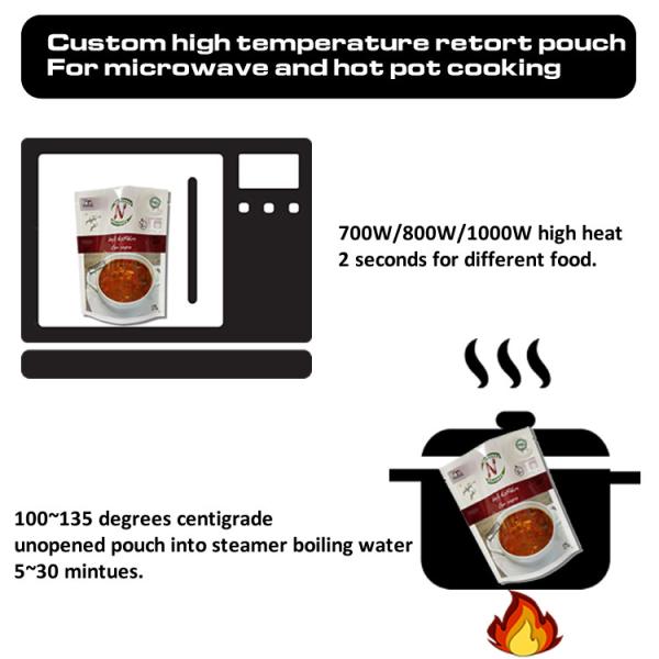 Microwave High Temperature 121-135 Degree Retort Pouch for Ready Meal Meat Beans Rice Custom Print