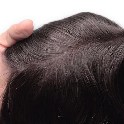 Noir Brun Moyenne Partie Cheveux Humains Perruque Densité Lourde Et Nœuds Blanchis