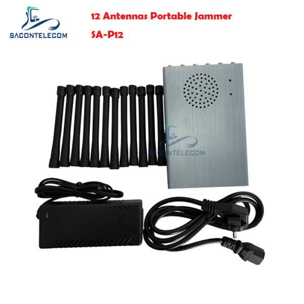 4G 5G GPS Lojack Portable Signal Jammer 12w 12 Bands Nylon Case 30m Radius