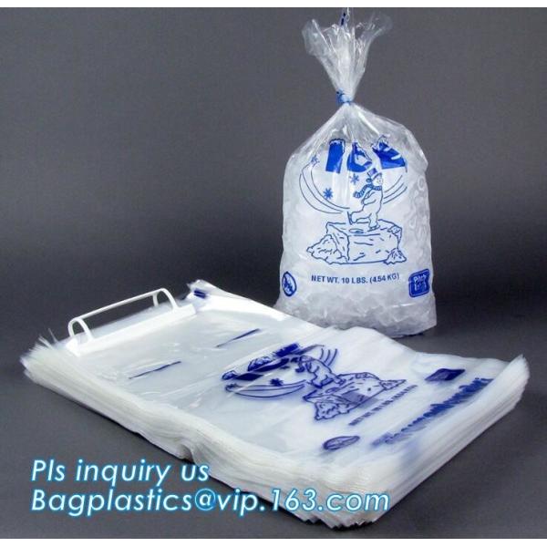 WICKETEDice pop plastic packaging ldpe flat clear polythene bags recycling supplier, Drawstring Closure Plastic Ice Bags