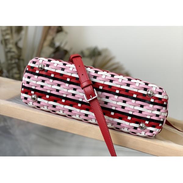 Rattan Weaving Handmade Crossbody Bag , Red Handmade Rattan Bag