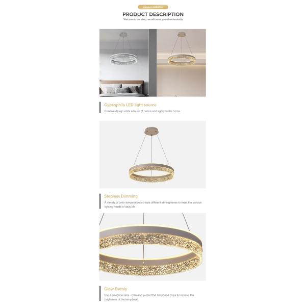 Conception minimaliste Chambre de séjour intérieur Cercle Chambre de jeux Chandelier acrylique Lumière pendentive à l'odeur dorée