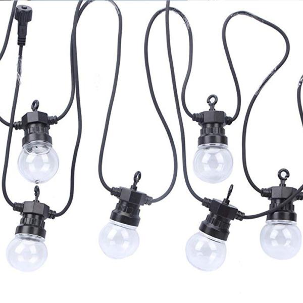 G50 LED String Lights Globe Hanging Loops Suspension Type Black Wire Connectable Indoor Outdoor Patio Lights Waterproof