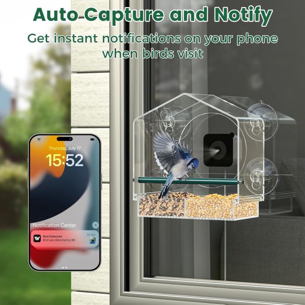 Window Bird Feeder with Camera, Wild Bird Feeders for Outdoors