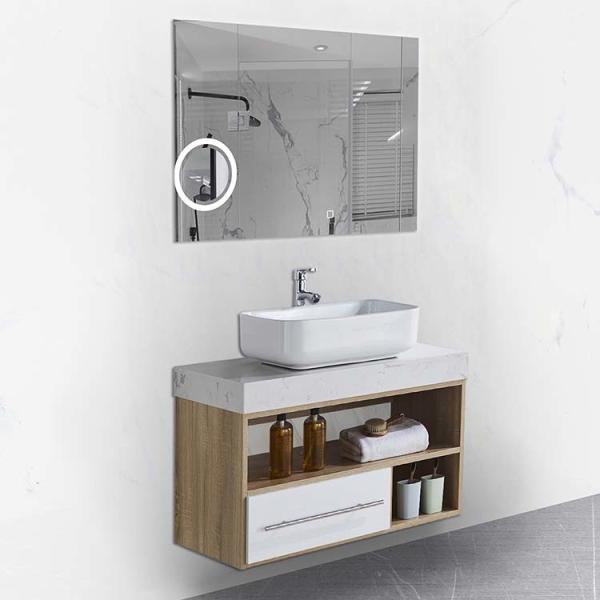 White Led Lighting Basin Cabinet Set Wall Mounted Solid wood