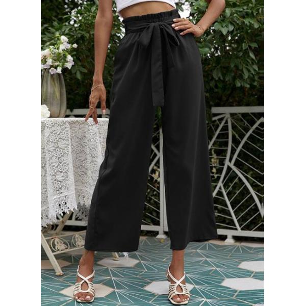 Ноги брюк женщин одежды OEM Flared талия случайной широкой эластичная с брюками пояса