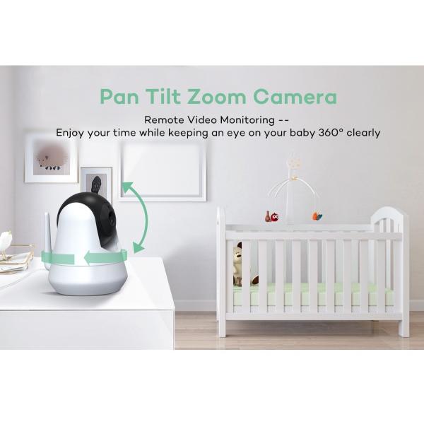 HD 5 pulgadas de rotación de monitor de bebés video inalámbrico de la cámara de visión nocturna de la inclinación de paneles Babyphone