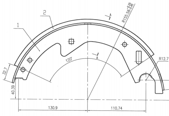 ” maxilas do freio 12.25x3.375 elétricas