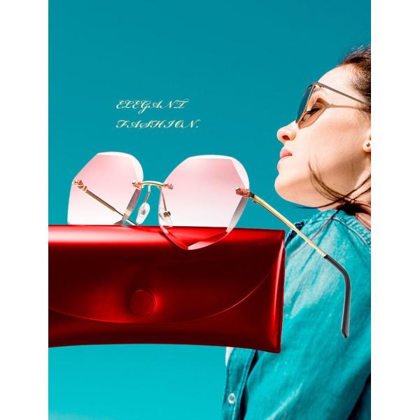 BSCI Oversized Shades Female Trendy UV400 Rimless Designer Sunglasses