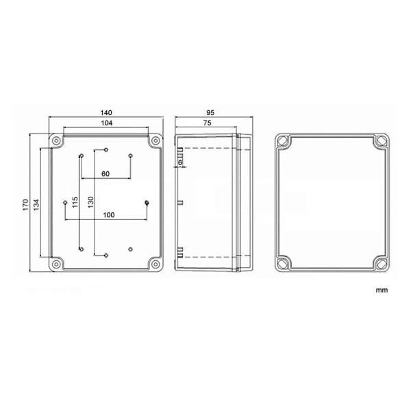 Электрический 	Распределительная коробка IP67 170x140x95mm водоустойчивая пластиковая