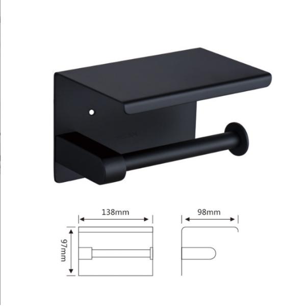 Wall Mounted Bathroom Paper Holder Metal Construction Black/Gunmetal/Polished/Brushed