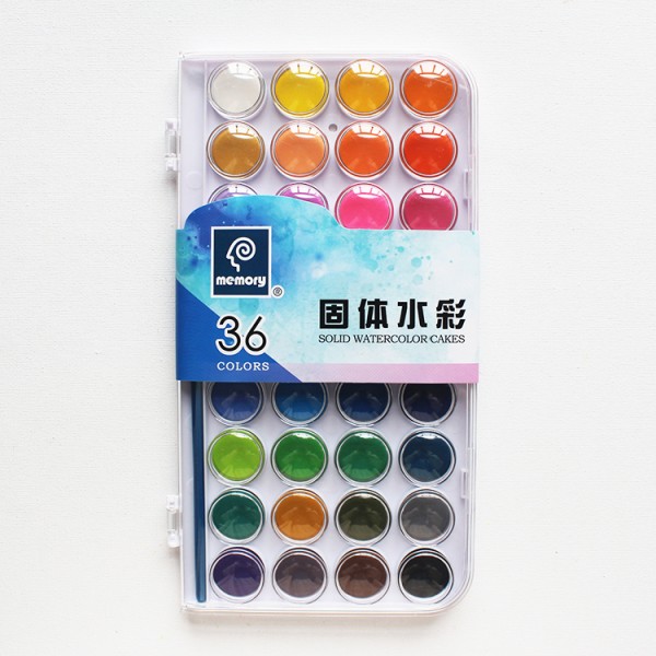 36 Colors 500g Professional Solid Watercolor Paint Set With Transparent Cover Color Palette