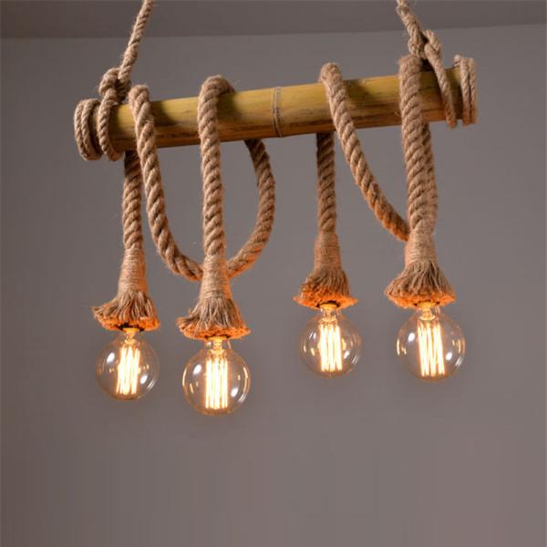 Vintage Rope pendant light Personality Loft for Kitchen Cafe Bar Decor bamboo pendant light(WH-VP-74)