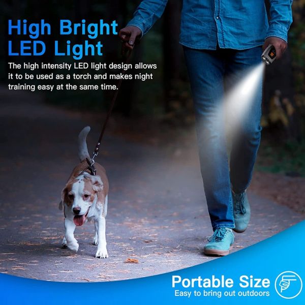 Dual Probe Ultrasonic Dog Repeller LED Light Rechargeable Waterproof Anti-Barking Training Devices Handheld Outdoor Use Plastic