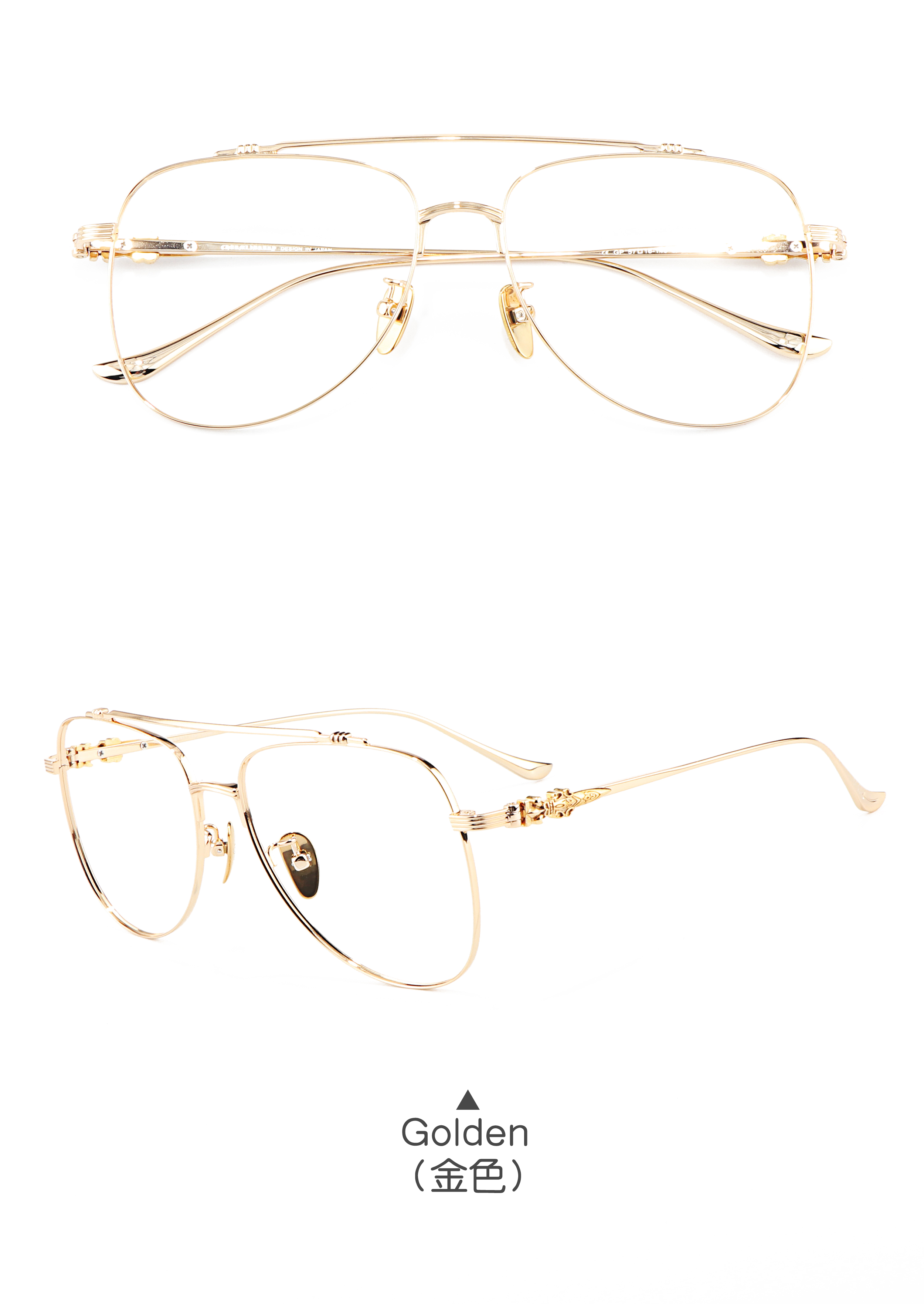 China Light Luxury Celebrity Dual Beam Black Gold Silver Gun Color Optical Reading Men's Female Wholesale Glasses Order Online