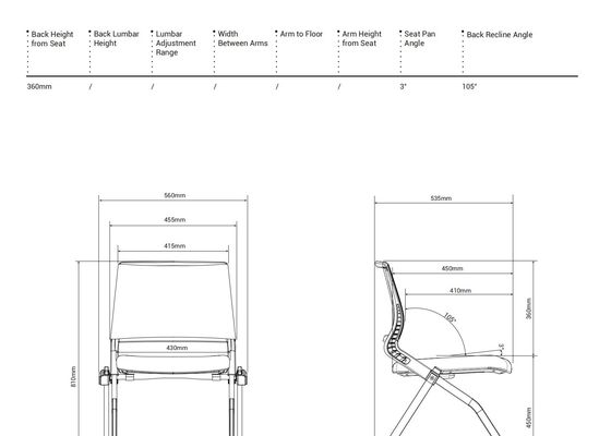 Diamond Training Chair with Flip Tabletop One Hand Operation Versatile Combination and Eight Colors